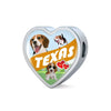 Cute Beagle Dog Print Texas Heart Charm Leather Bracelet-Free Shipping