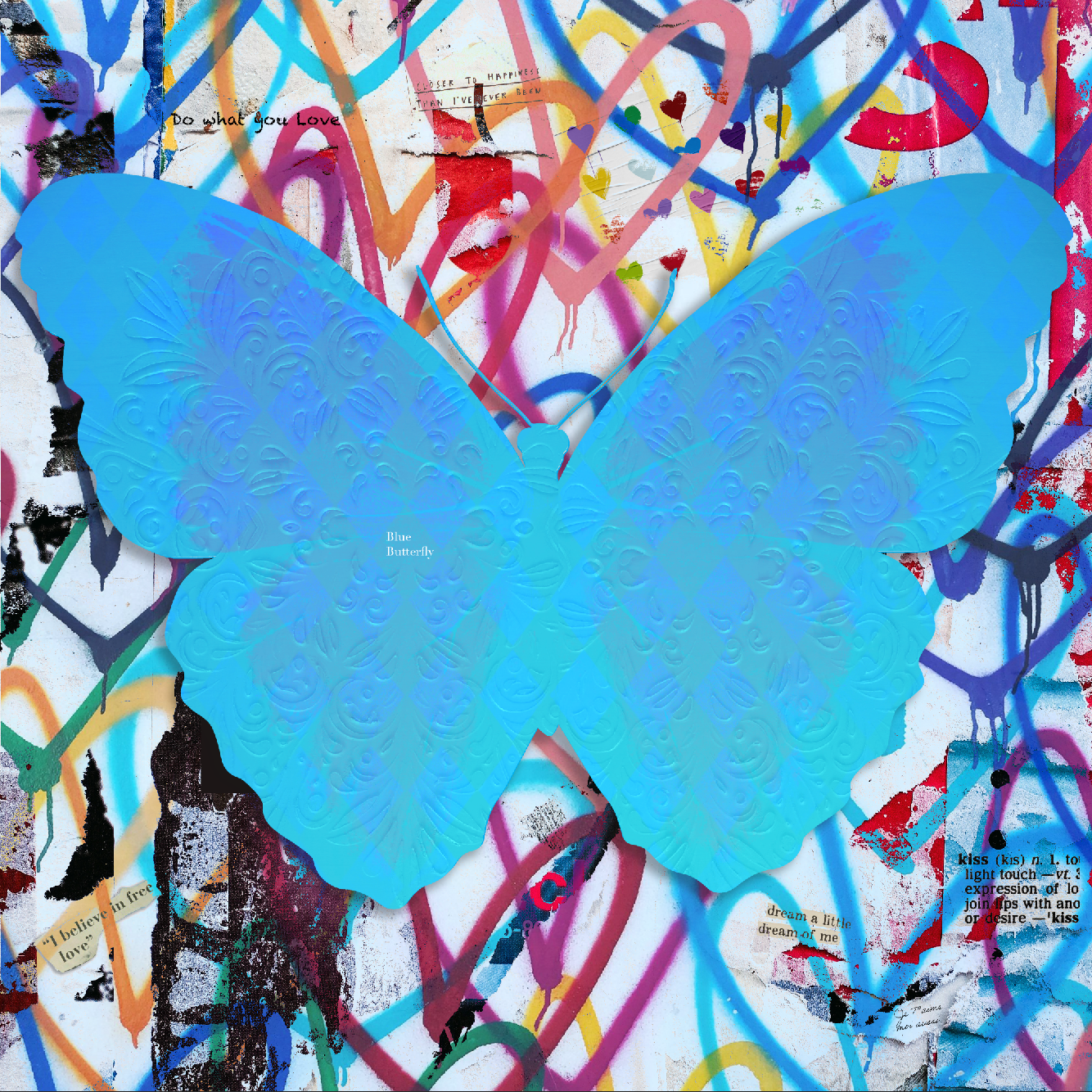 Butterfly Figaro Street art print - WallCandy Art Gallery