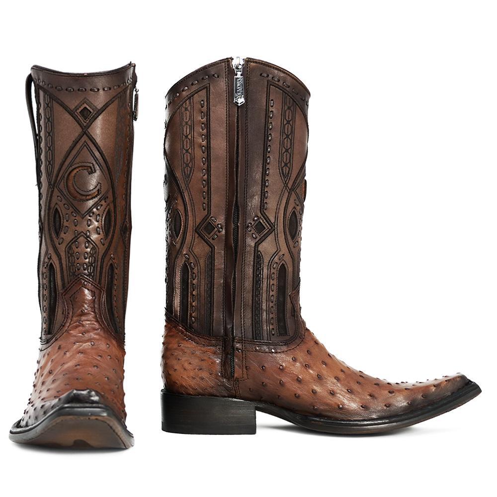 Zipper Cowboy Boots Full-Quill Ostrich 