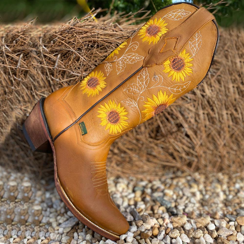 cowgirl boots with sunflowers