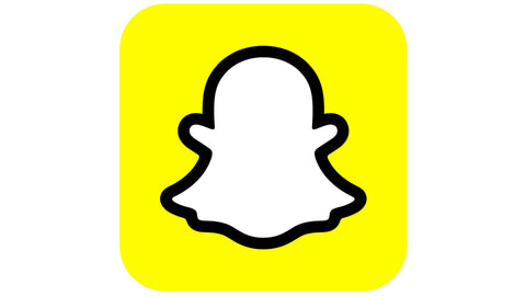 Snapchat logo black outline of white ghost on bright yellow backbround