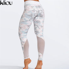 Women camouflage Fitness Clothing Suit Two Piece Sportswear  Pants Suits Crop Top Skinny mesh Legging Tracksuit