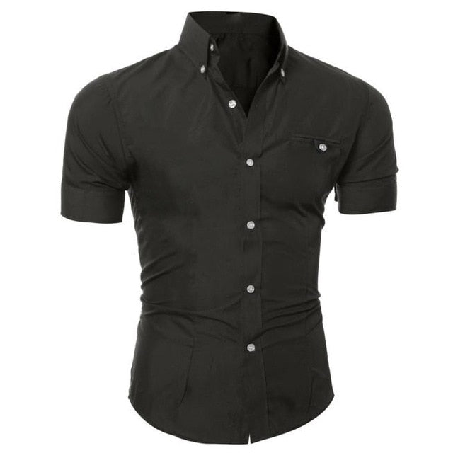 Men's Shirts  Fashion Luxury Business Stylish Slim Fit Short Sleeve Casual Shirt