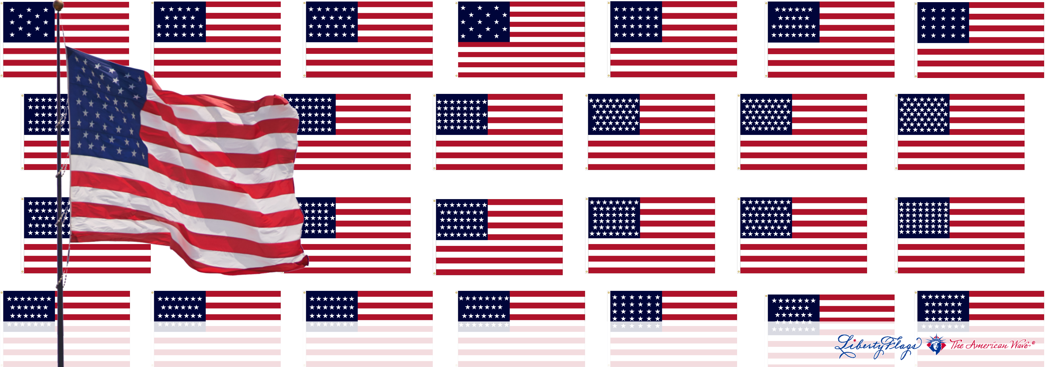 Historic Star Pattern American Flags from LIBERTY FLAGS, The American Wave®