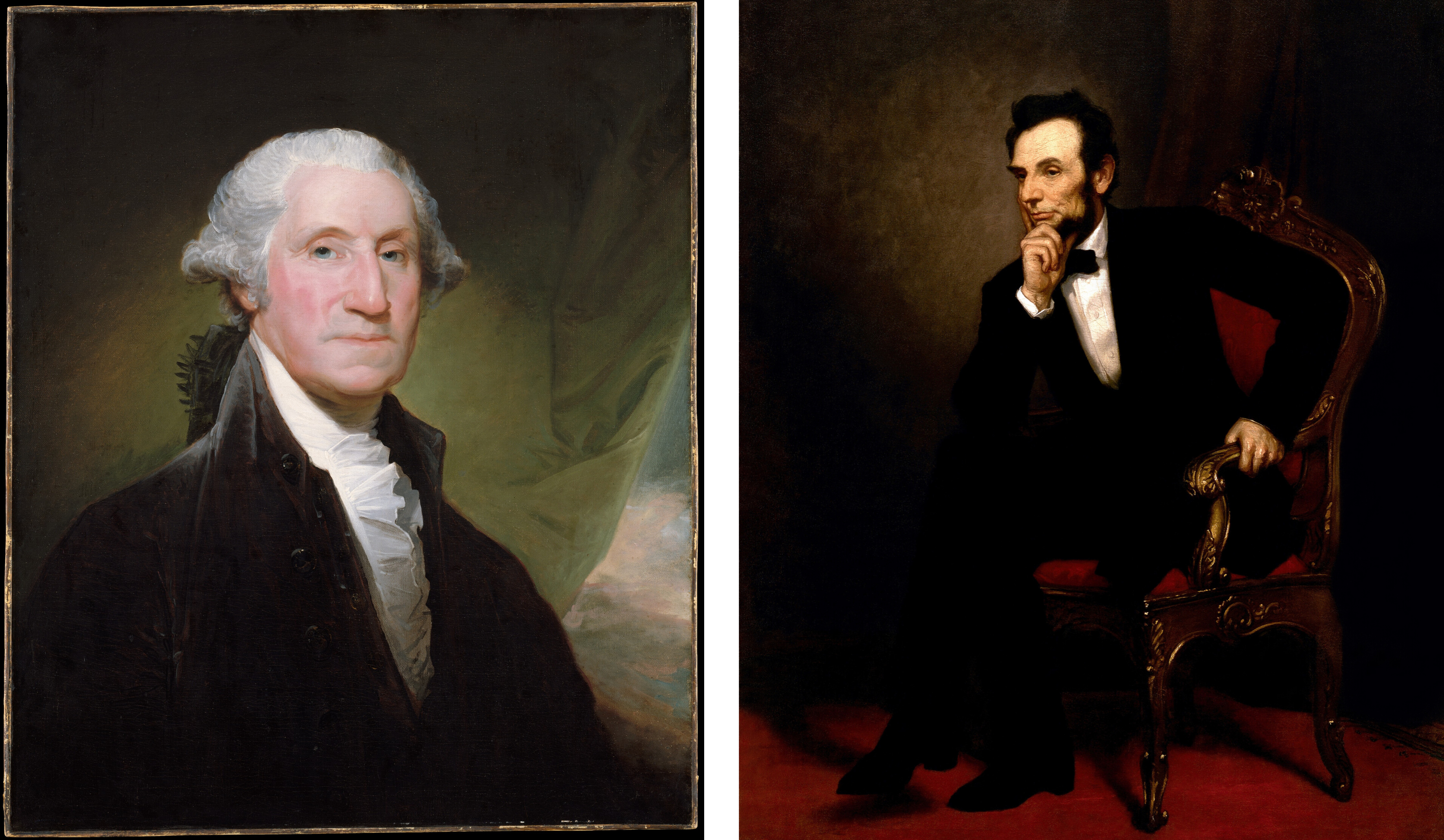 portraits of Washington and Lincoln