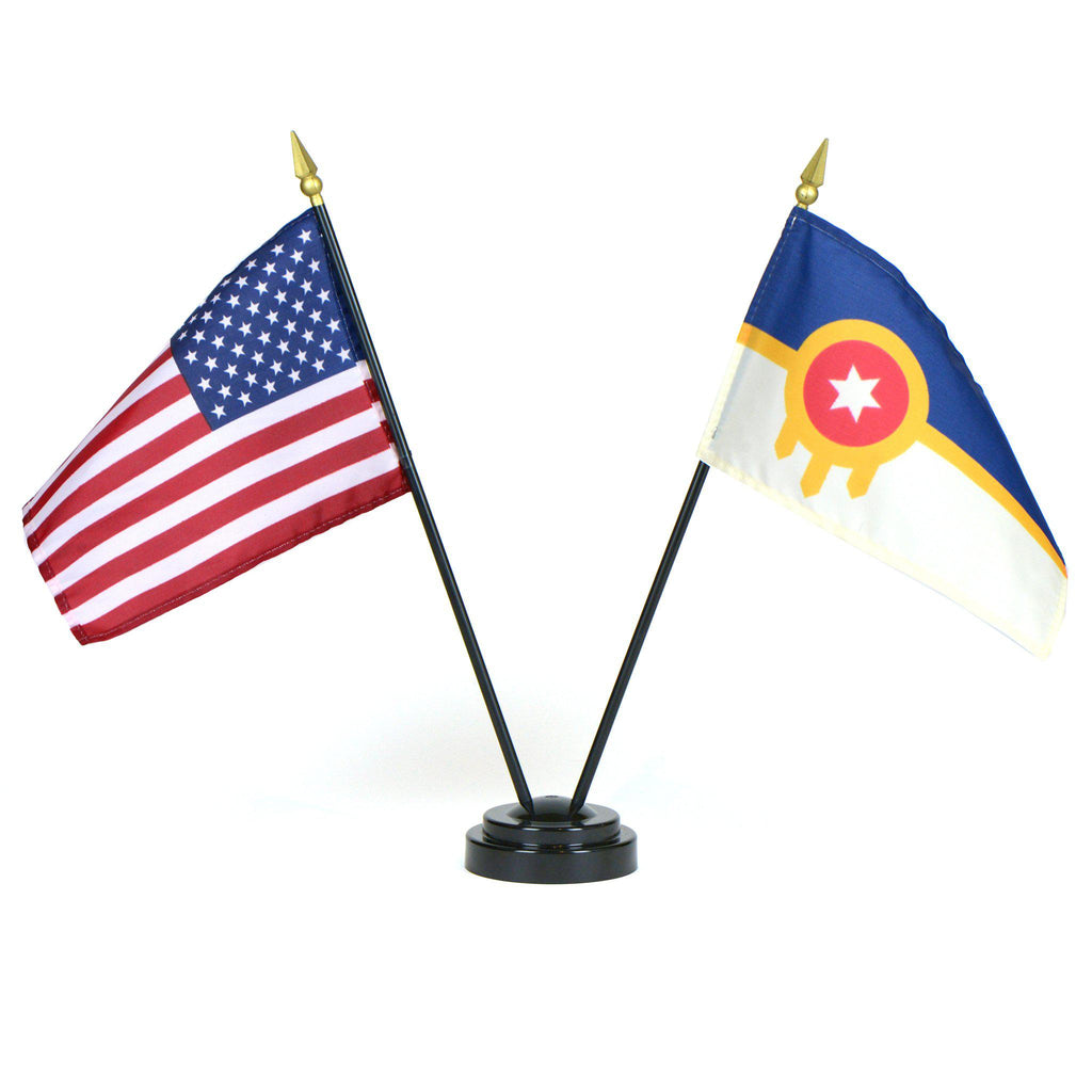 Tulsa And U S Desk Flag Sets Liberty Flags The American Wave