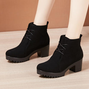 Petite Size Chunky Heel Short Boots AP231 - AstarShoes