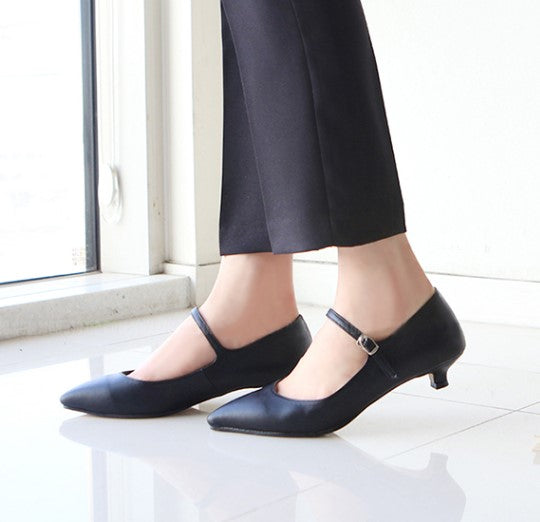 black low heel mary jane shoes