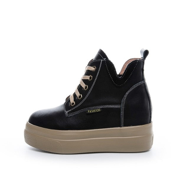 Petite Thick Sole Height Increased Leather Sneakers AP205 - AstarShoes