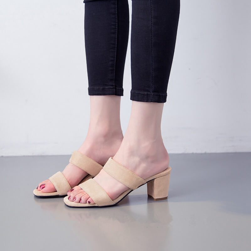 womens peep toe mules