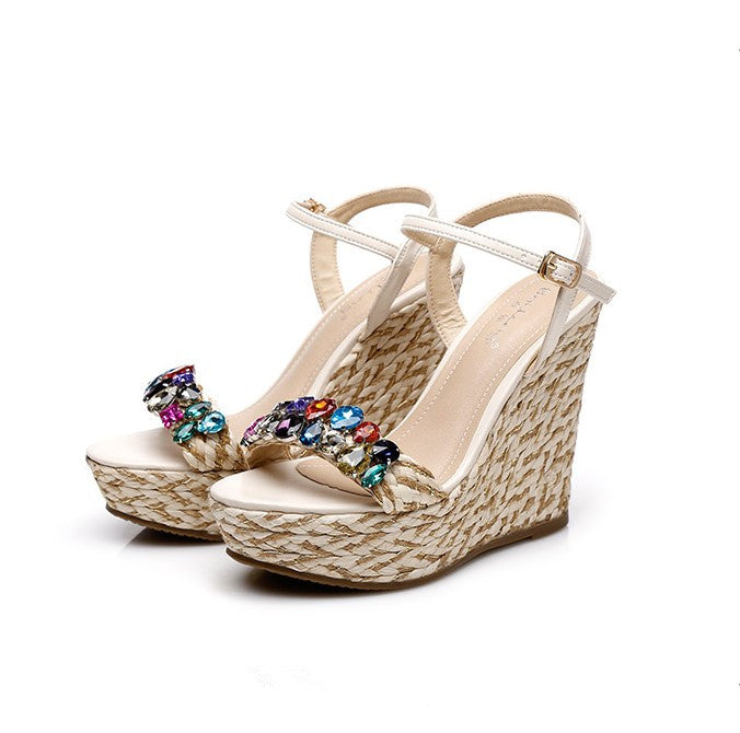 Small Feet Girls Rhinestone Wedge Sandals SS257 - AstarShoes