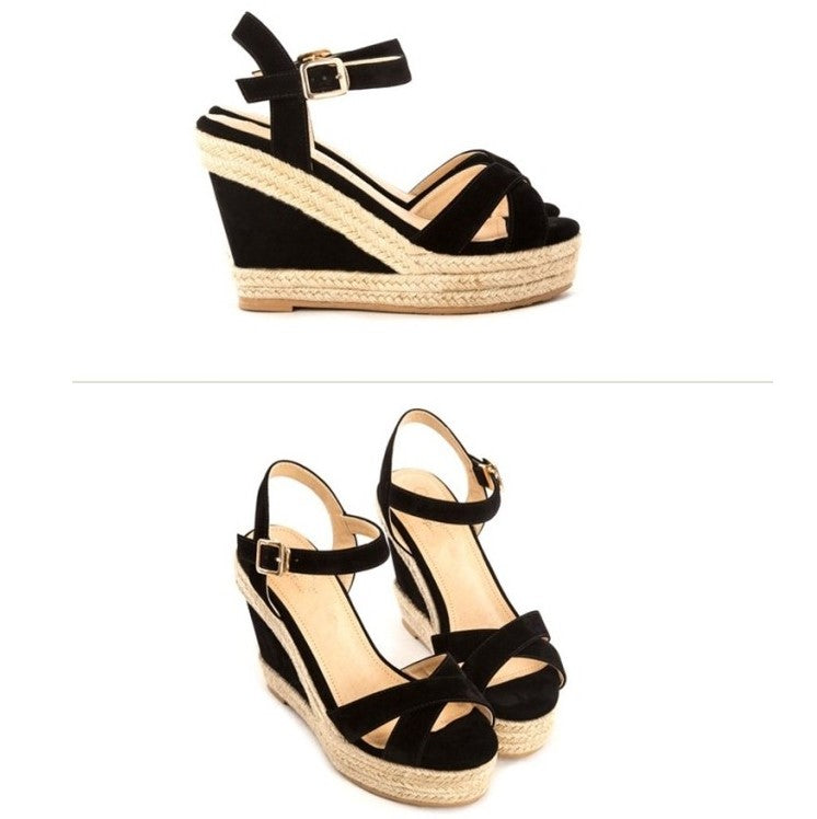 small wedge sandals black