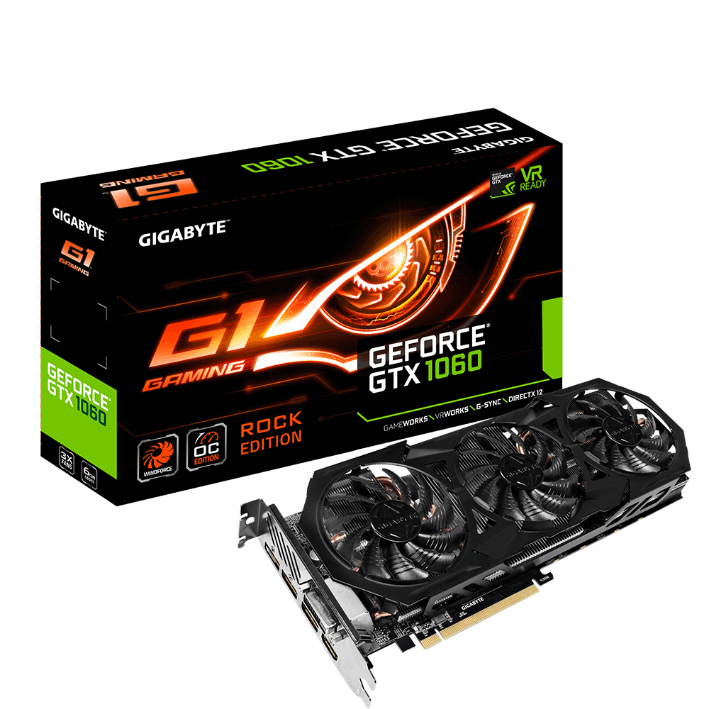 Gigabyte GV-N1060G1 ROCK-6GD GeForce GTX Graphic Cards 1060 GTX 6gb ...