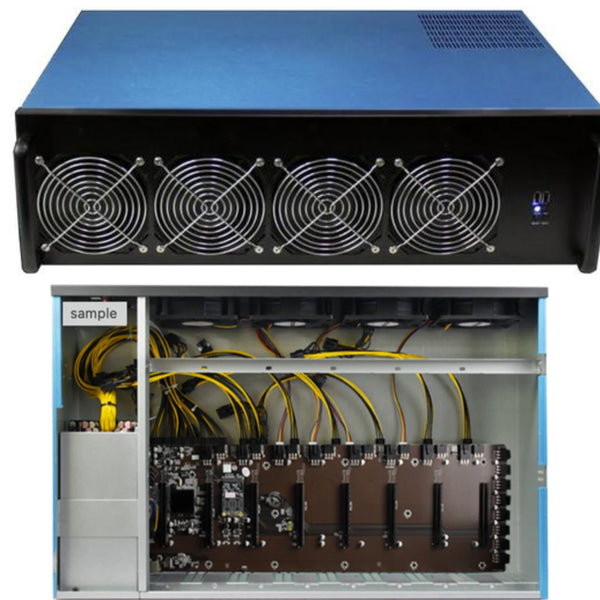 Ready-To-Mine™ 3-Fan 8 GPU Mining Frame Rig With Motherboard + CPU + R