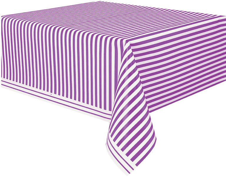 Purple Stripes Plastic Rectangle Tablecover 137cm x 274cm