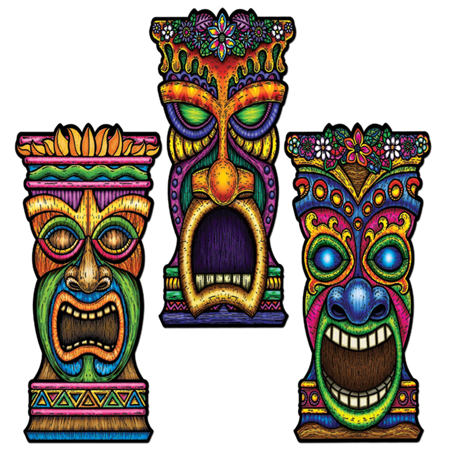 Assorted Tiki Cardboard Cutouts 22in Party Savers