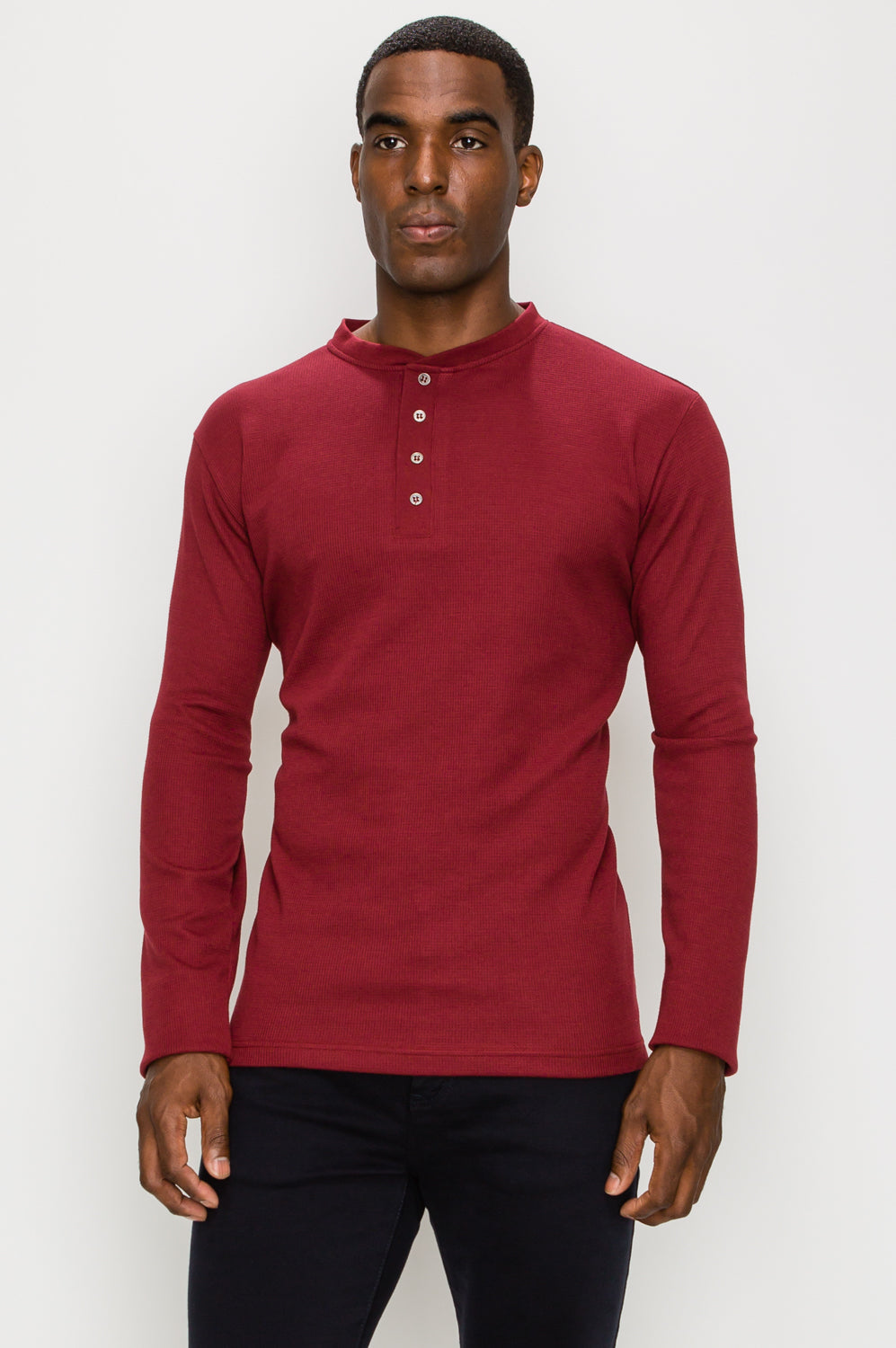 burgundy red shirt