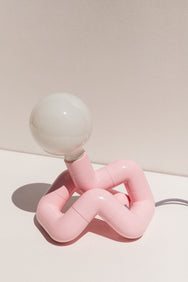 FISCH pastel pink PVC lamp with large globe on Makers' Mrkt Melbourne, Makers Market