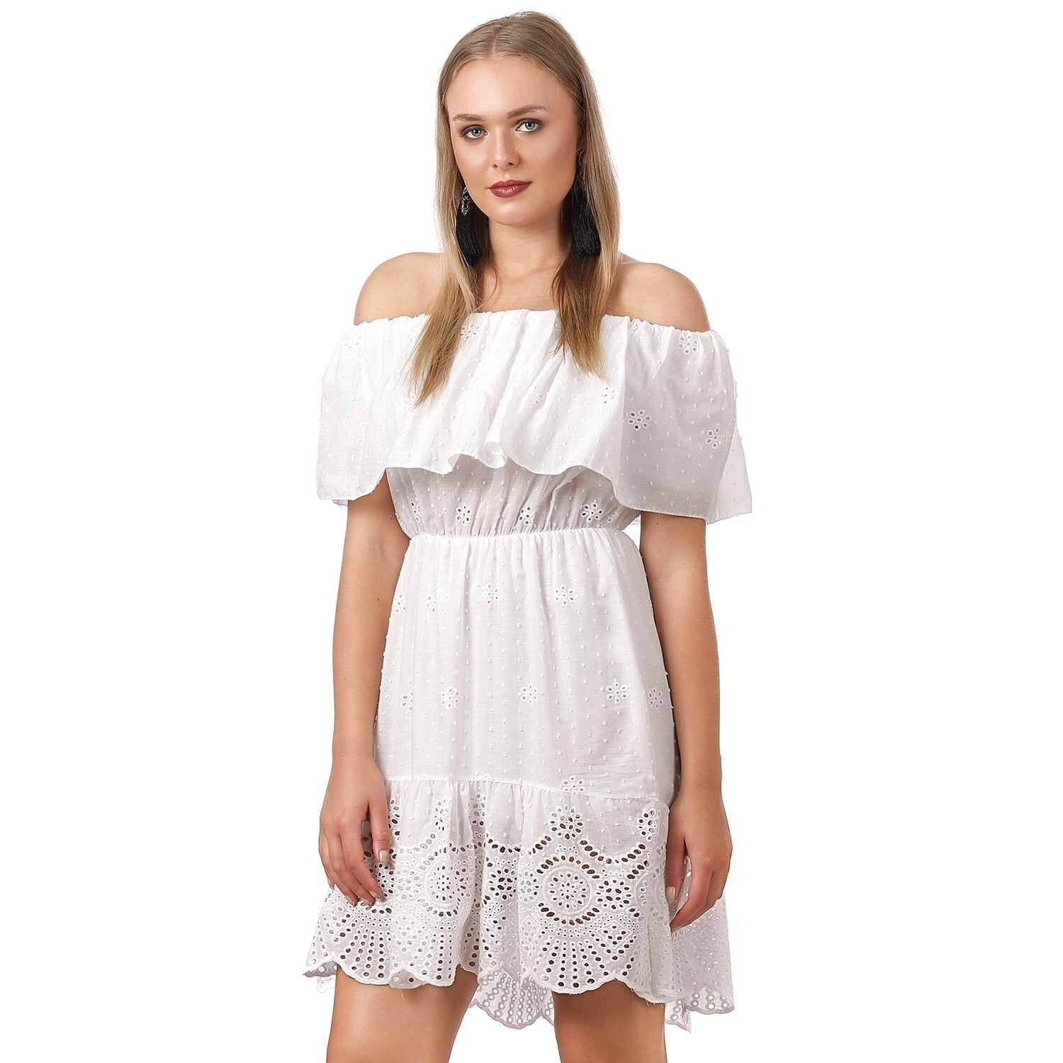 white bardot beach dress