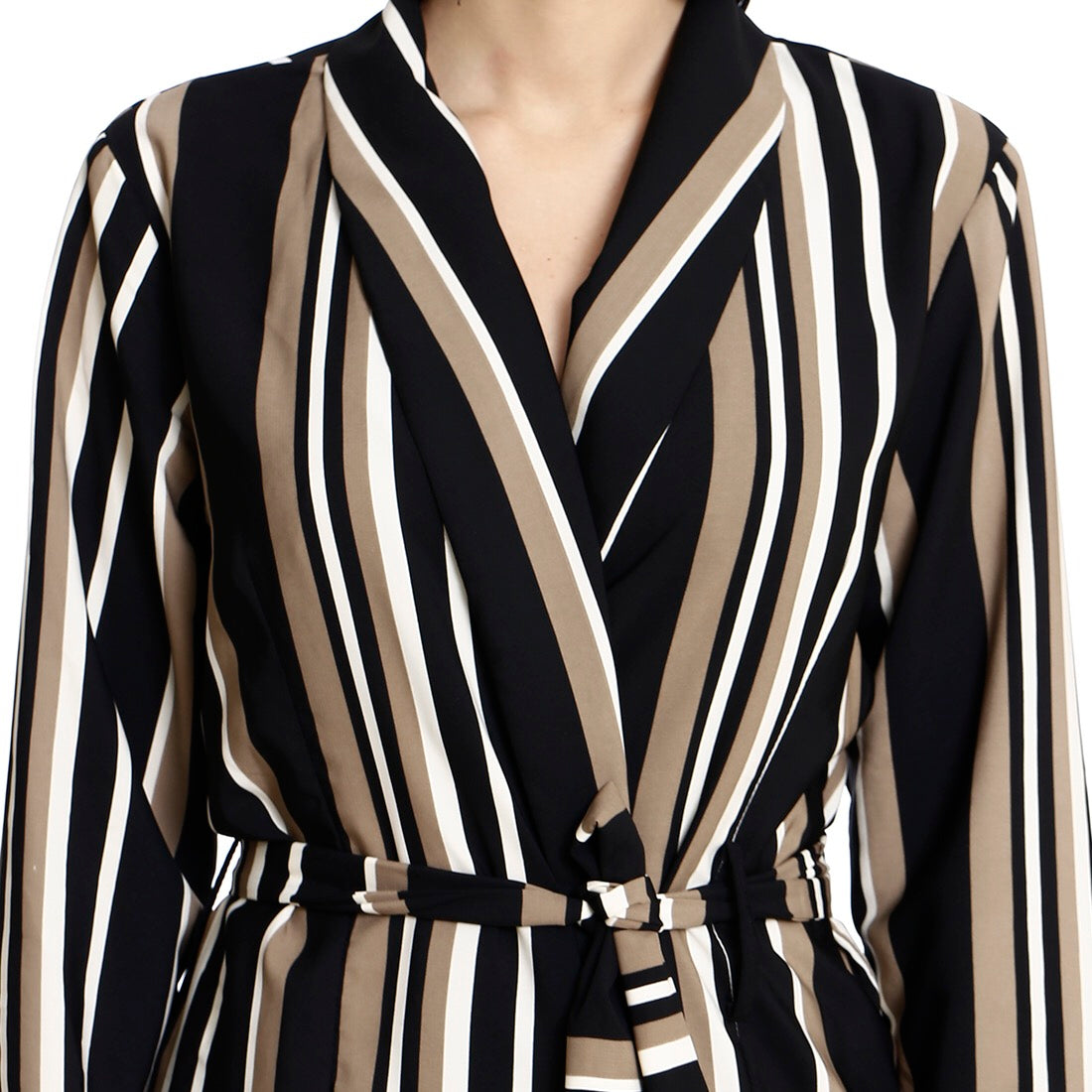 Striped Pantsuit Jacket ( beige- black 