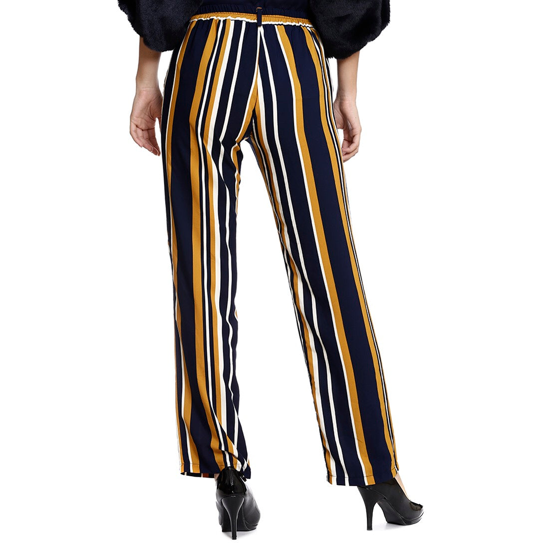 mustard and white striped pants