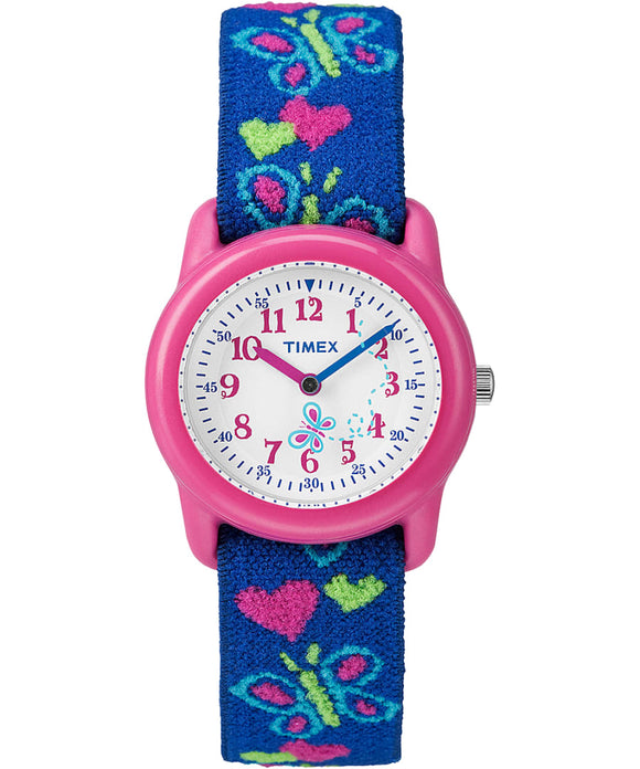 TIMEX TIME MACHINES® 29mm Butterflies and Hearts Blue Elastic Fabric K – DC  Jewellers UK