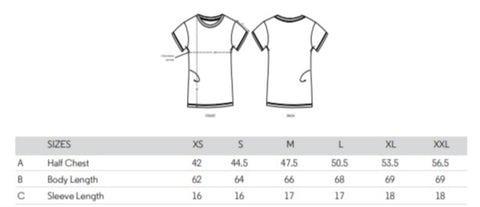 Guide des tailles t-shirt Biarritz Citizen premier cercle