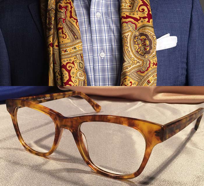 Hampshires Gold Amber Acetate Eyewear with Scarf and Suit
