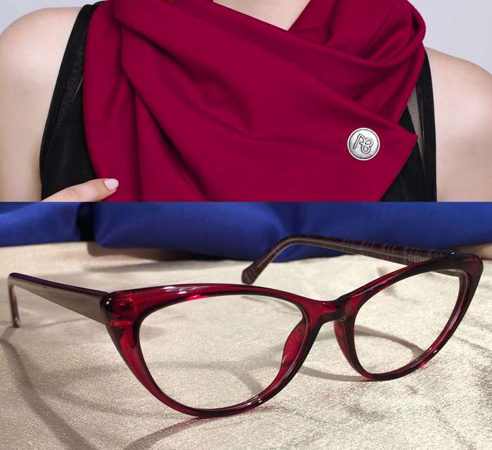Vampires Red Cat Eye Glasses with Matching Scarf