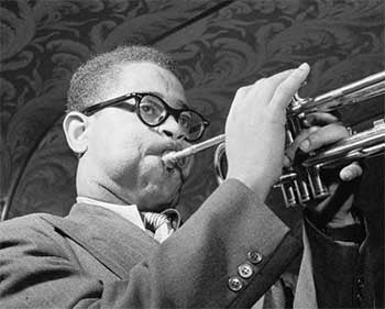Dizzy Gillespie Wearing Glasses Playing Trumpet