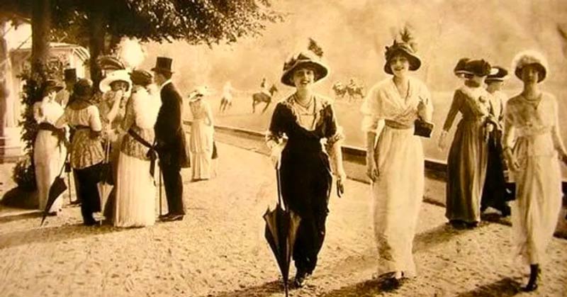 Gilded Age Fashion  Walking in Park Photograph 