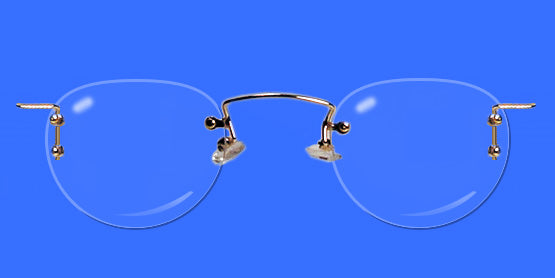 Rimless eyeglass frames with enhanced oval lenses