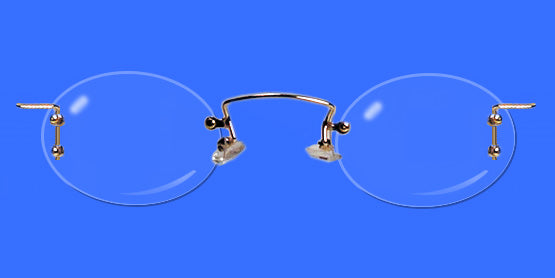 Rimless eyeglass frames with oval lenses