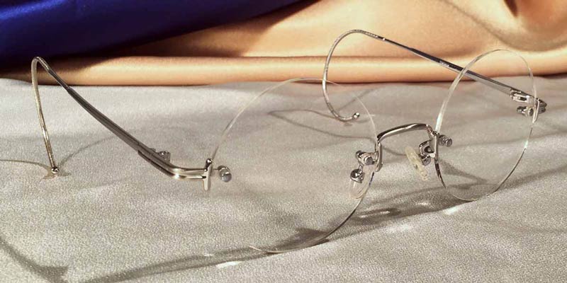 Silver Rimless Eye Frames with Round Lenses