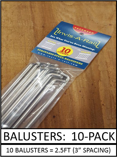 304 STAINLESS Balusters - 10 pack | Invis-A-Rail®