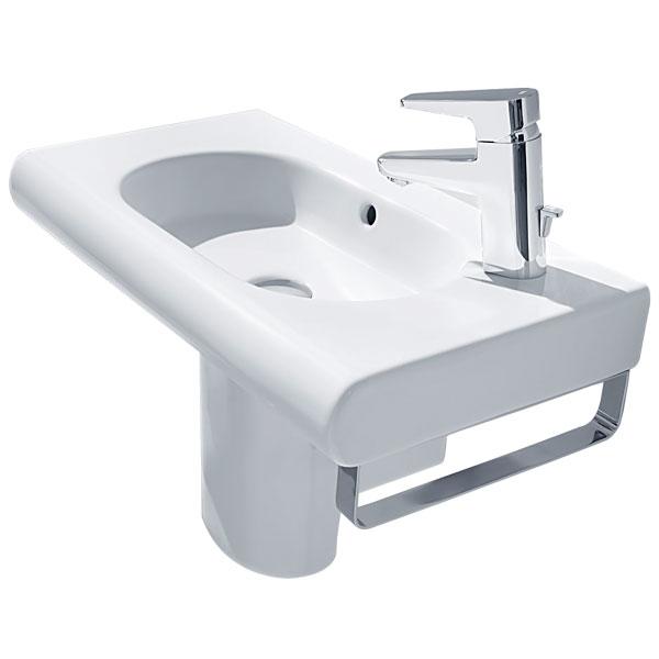 Roca Meridian N Compact Square Basin With Semi Pedestal 1 Tap Hole White