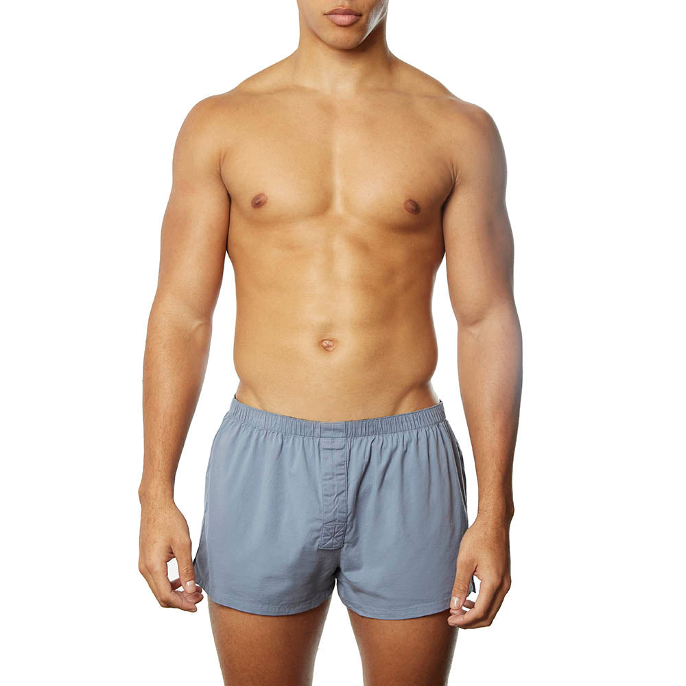Blue cotton boxer shorts | Underwear & Beachwear | YUASA – YUASA Menswear