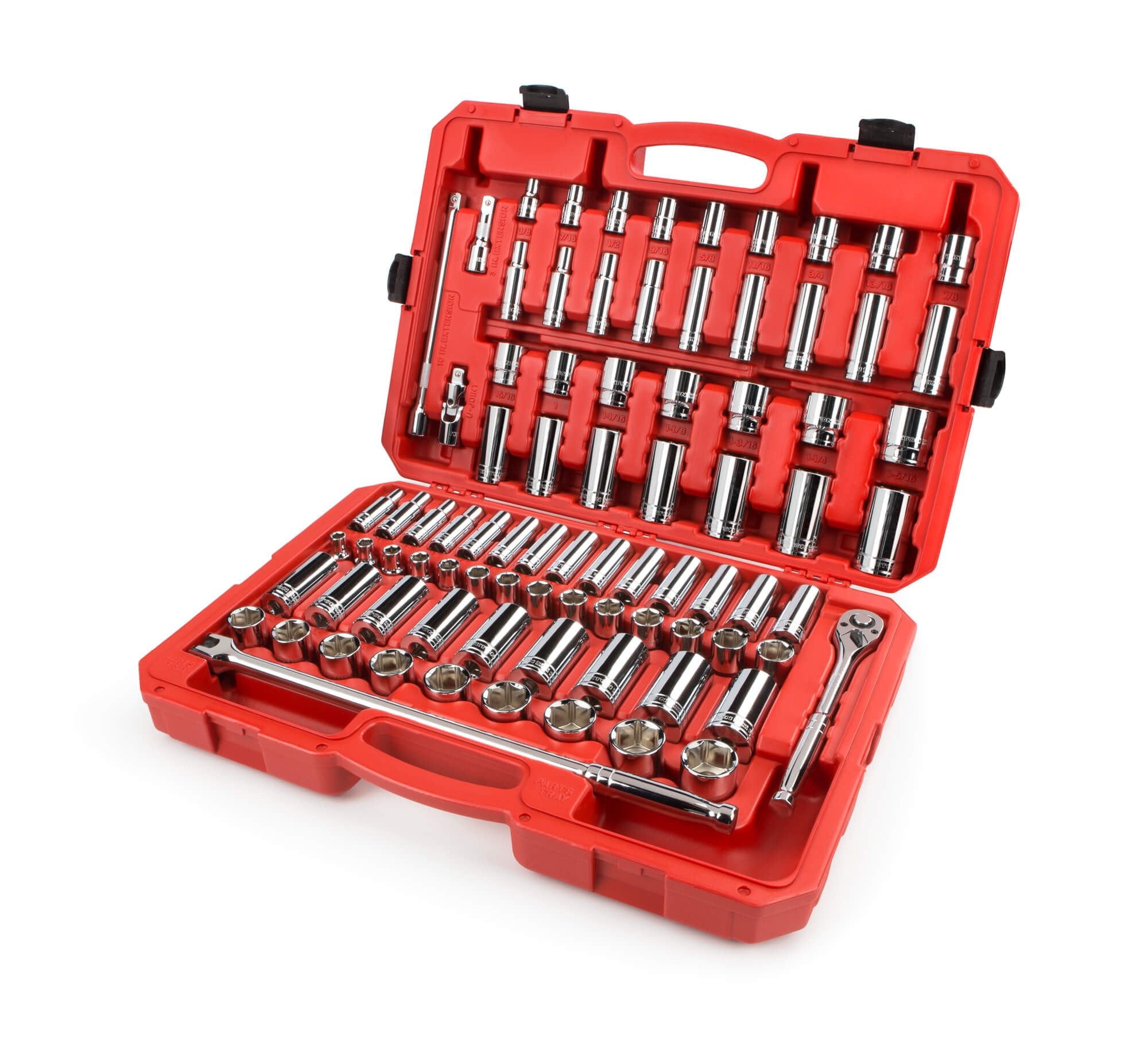 1/4, 3/8, 1/2 Inch Drive 6-Point Socket and Ratchet Set (212-Piece), TEKTON