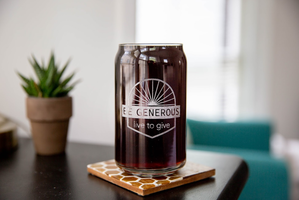 Be Generous glass with cold brew coffee