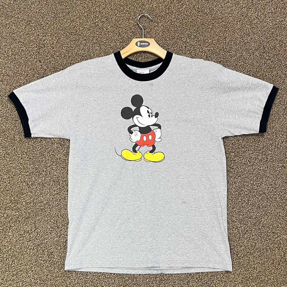Vintage Disney Store Mickey Mouse Grey Ringer Tee – Deadstock