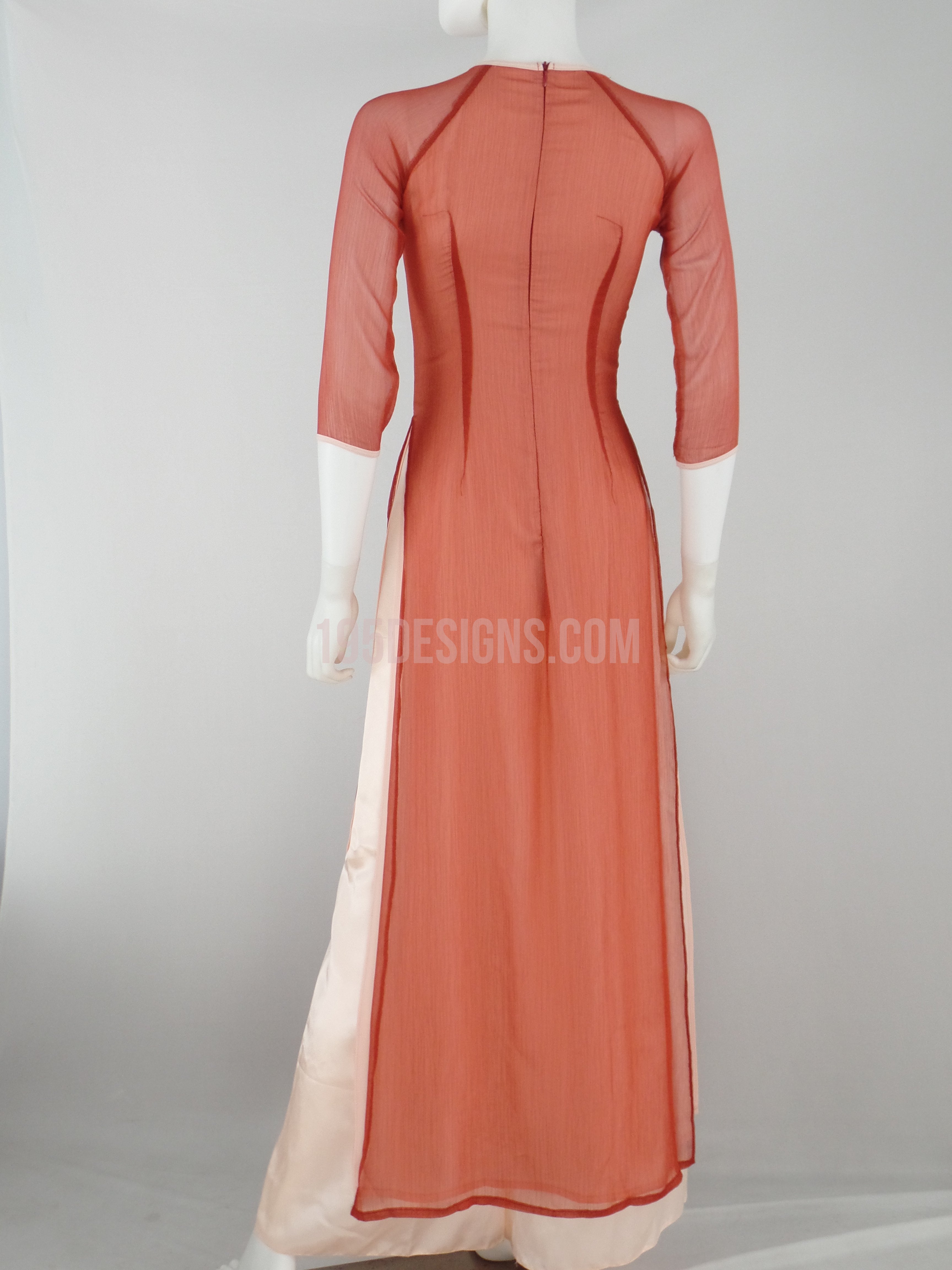 Áo Dài Nâu vải voan xốp hoa sen | Brown Vietnamese Ao Dai – 195 ...