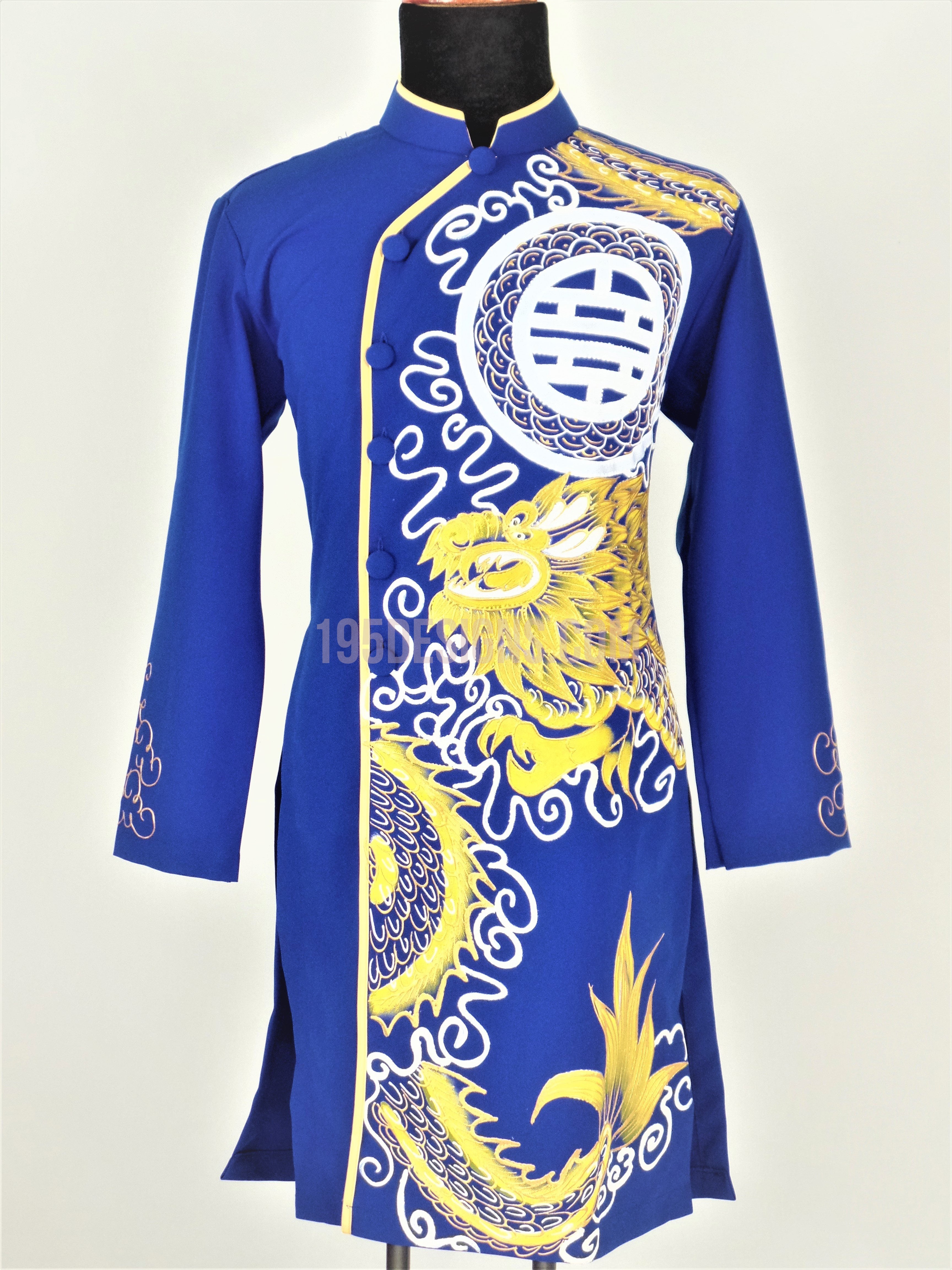 Black Ao Dai Men - Áo Dài Nam Vẽ Rồng Vải Co Giản Nhẹ – 195 Designs