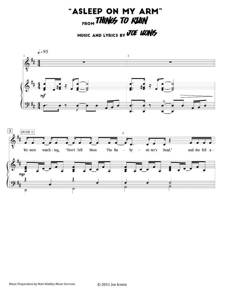 Asleep On My Arm Newmusicaltheatre Com Sheet Music Newmusicaltheatre