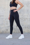 FLOW High Waisted Workout Leggings (Jet Black)