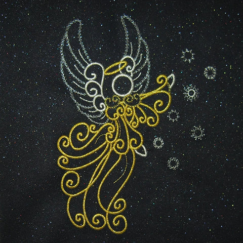 Picture of machine embroidered Angel with stars at Sew Inspired by Bonnie