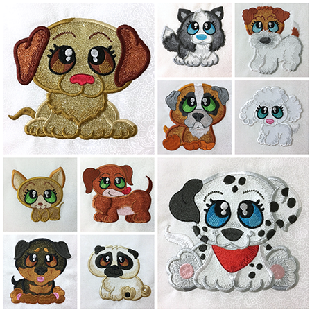 Bark Buddies machine applique pups at Sew Inspired by Bonnie