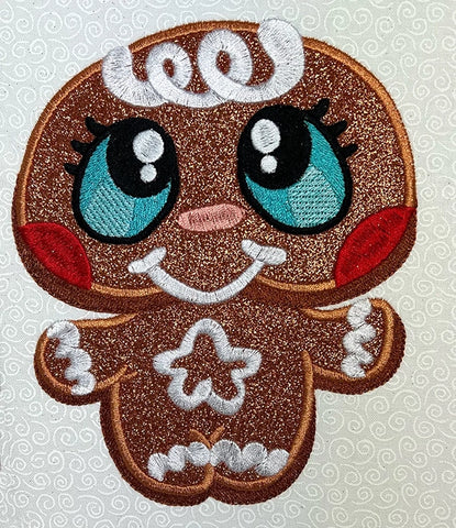 Picture of machine appliqued gingerbread man at Sew Inspired by Bonnie