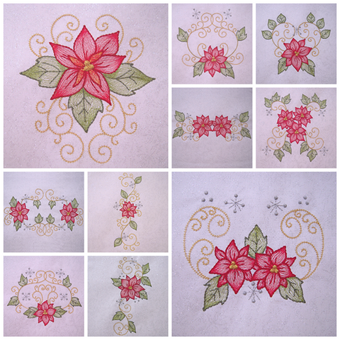 Picture of Painted Poinsettias machine embroidery at Sew Inspired by Bonnie