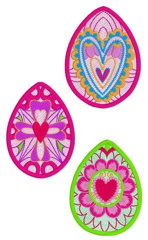 Three machine embroidered Easter eggs at Sew Inspired by Bonnie