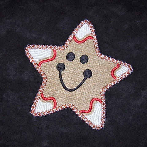 Picture of machine embroidered Christmas star cookie at Sew Inspired by Bonnie